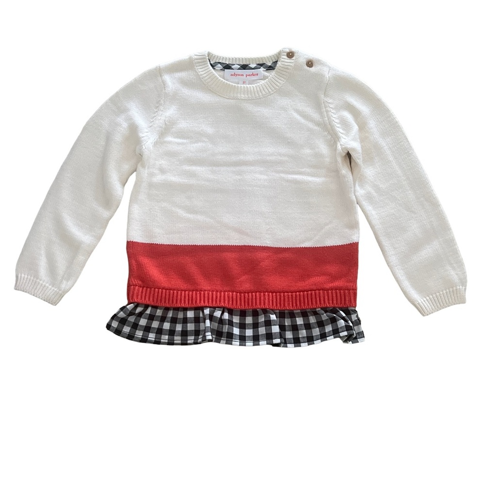 Adyson Parker Kids Orange Starburst Combo Sweater w Black White ✔️ Hem 3T